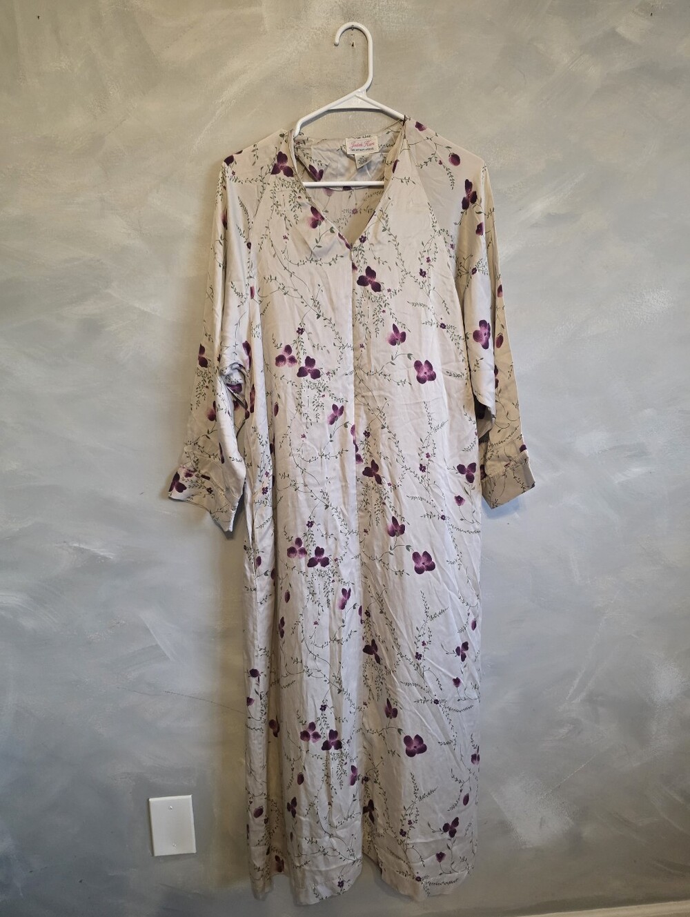 Vtg Judith Hart Fine Intimate Apparel 100% Silk Floral Nightgown / Housecoat M